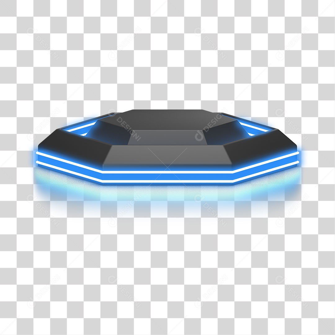 Podium 3D com Luz Neon em Degradê PNG Transparente
