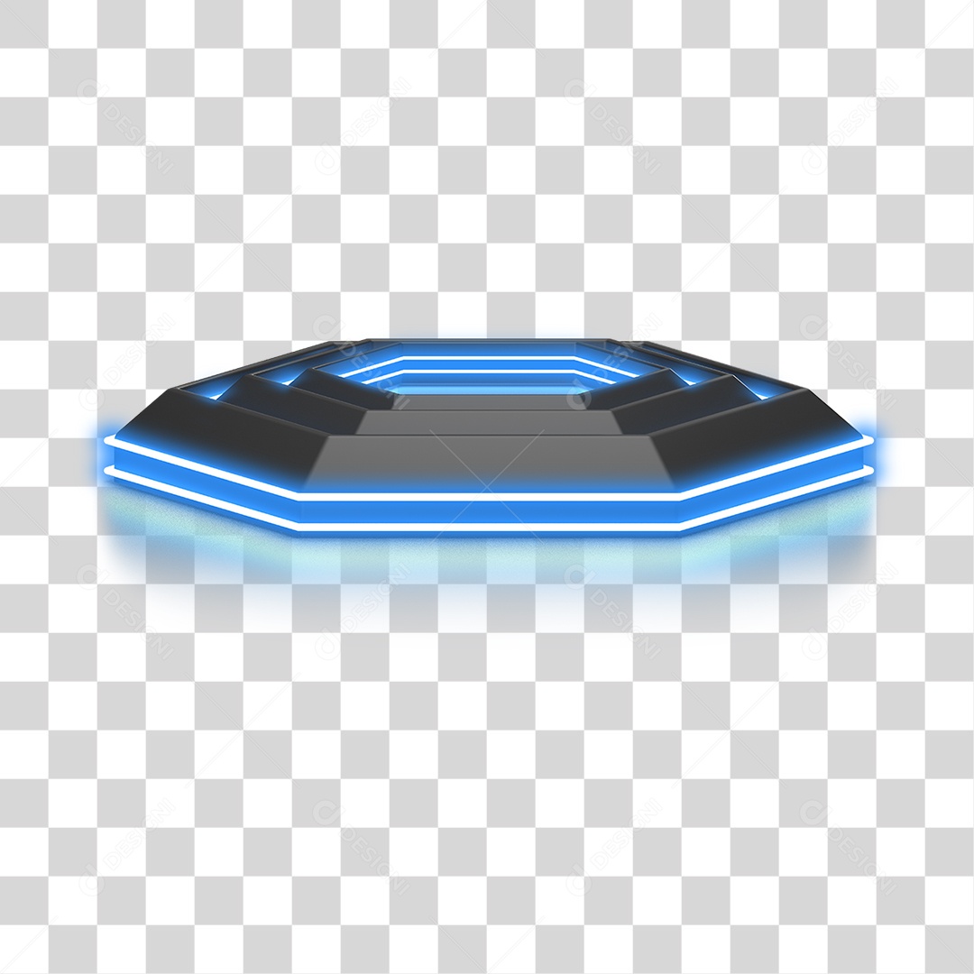 Podium 3D com Luz Neon em Degradê PNG Transparente