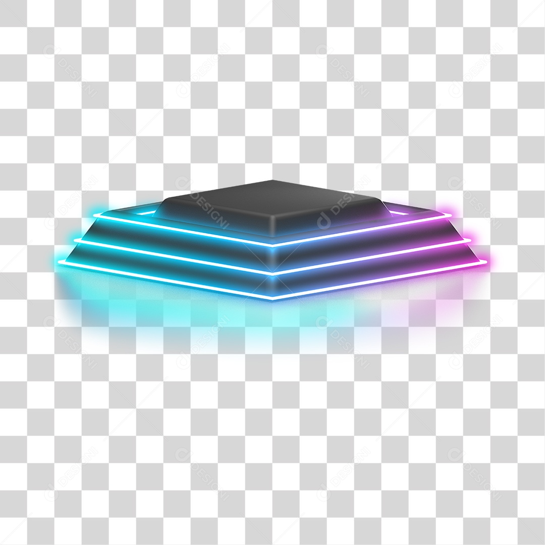 Podium 3D com Luz Neon em Degradê PNG Transparente