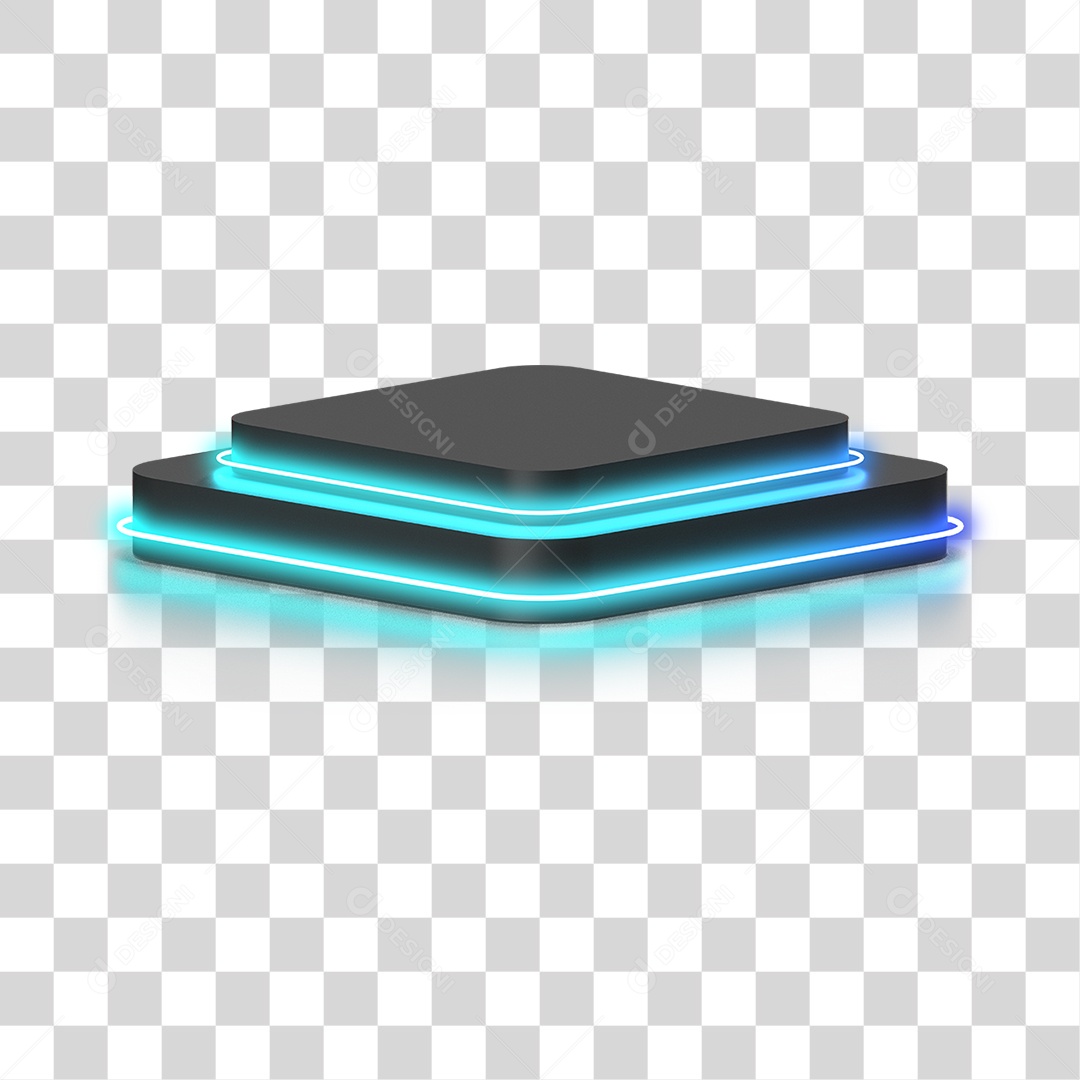 Podium 3D com Luz Neon em Degradê PNG Transparente