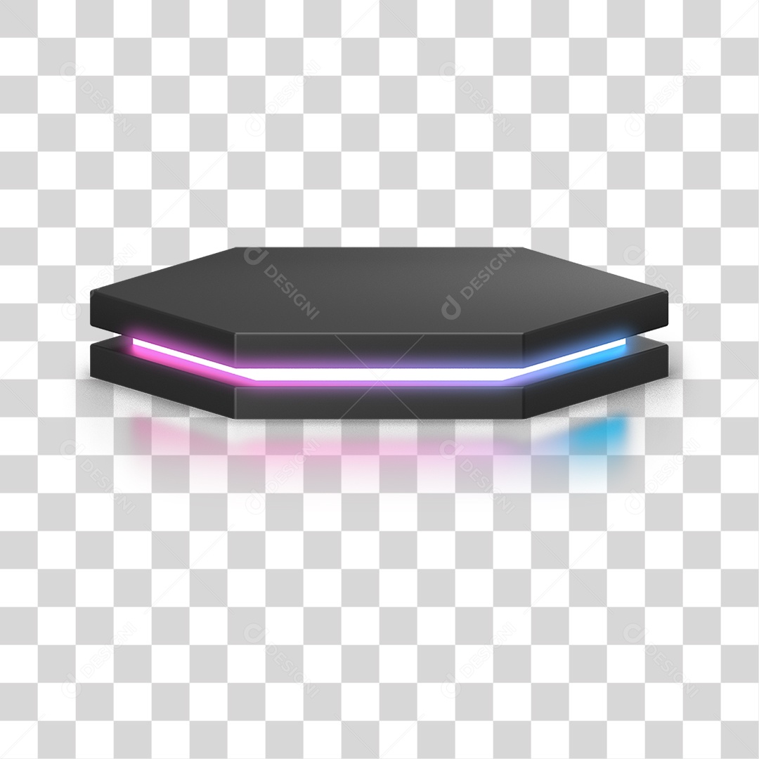 Podium 3D com Luz Neon em Degradê PNG Transparente
