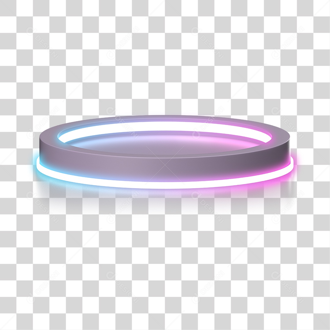 Podium 3D com Luz Neon em Degradê PNG Transparente