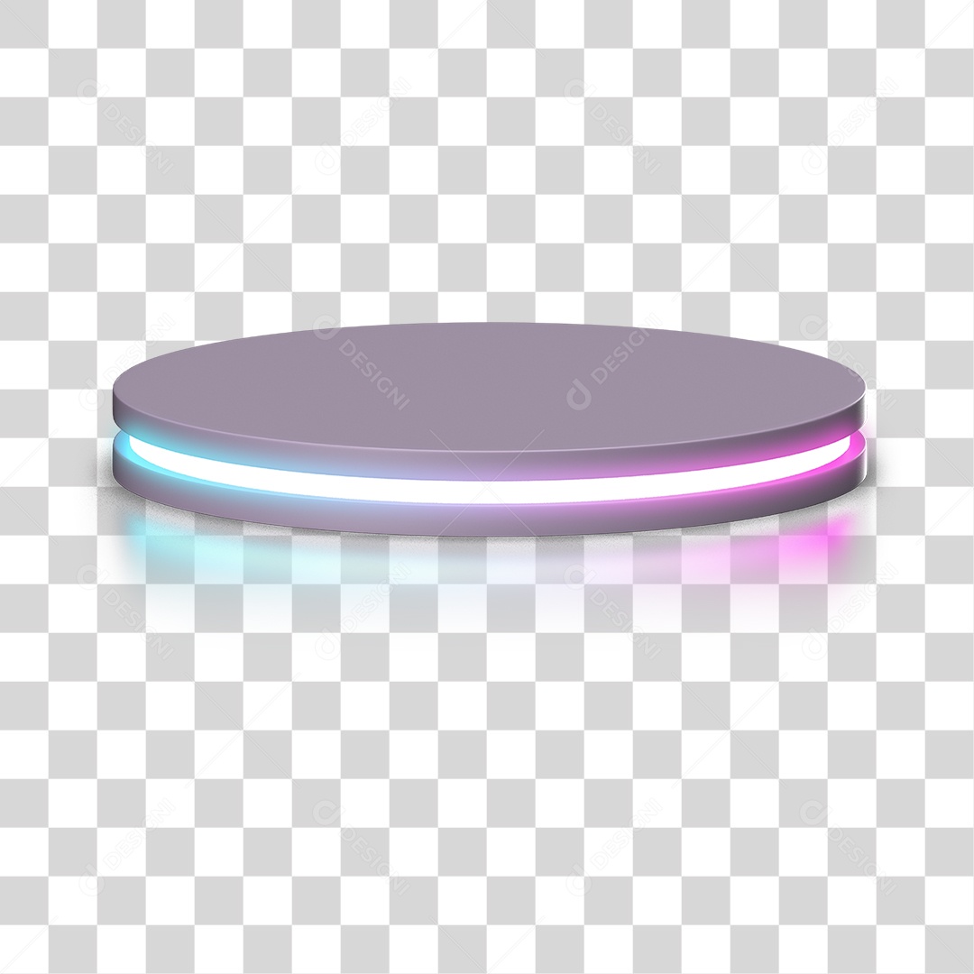 Podium 3D com Luz Neon em Degradê PNG Transparente
