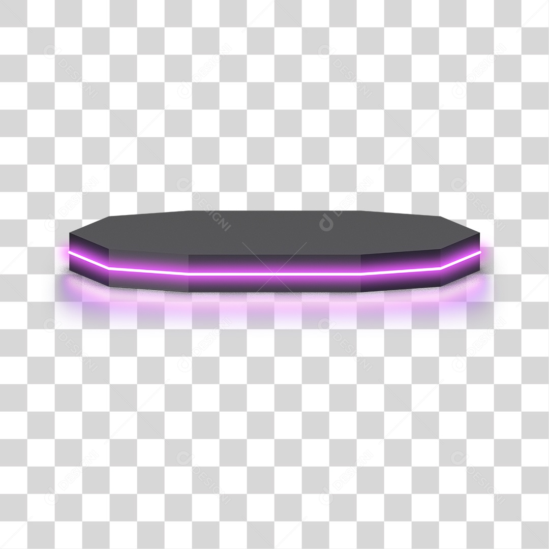 Podium 3D com Luz Neon em Degradê PNG Transparente