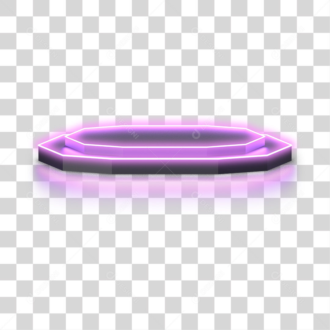 3D Podium with Gradient Neon Light Transparent PNG