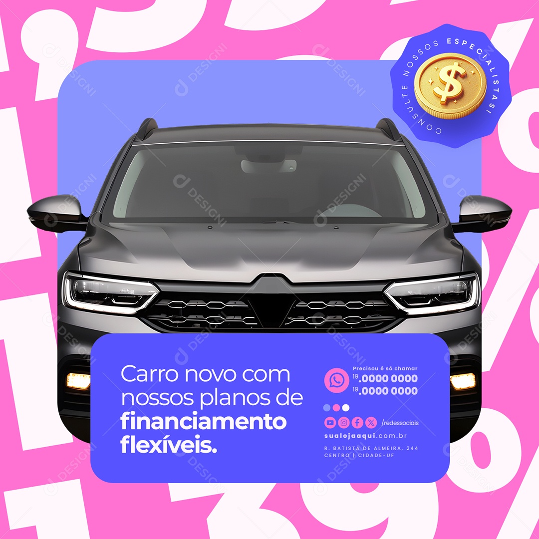 New Car with Our Social Media Financing Plans Editable PSD