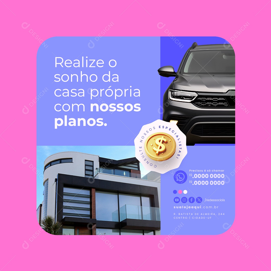 Financiamento Realize o Sonho da Casa Própria com Nossos Planos Social Media PSD Editável