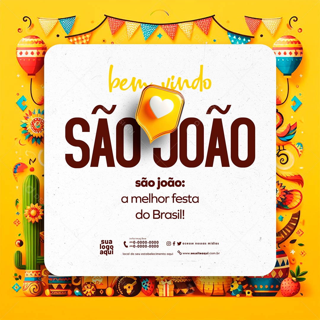 Feed Bem Vindo São João a Melhor Festa Social Media PSD Editável