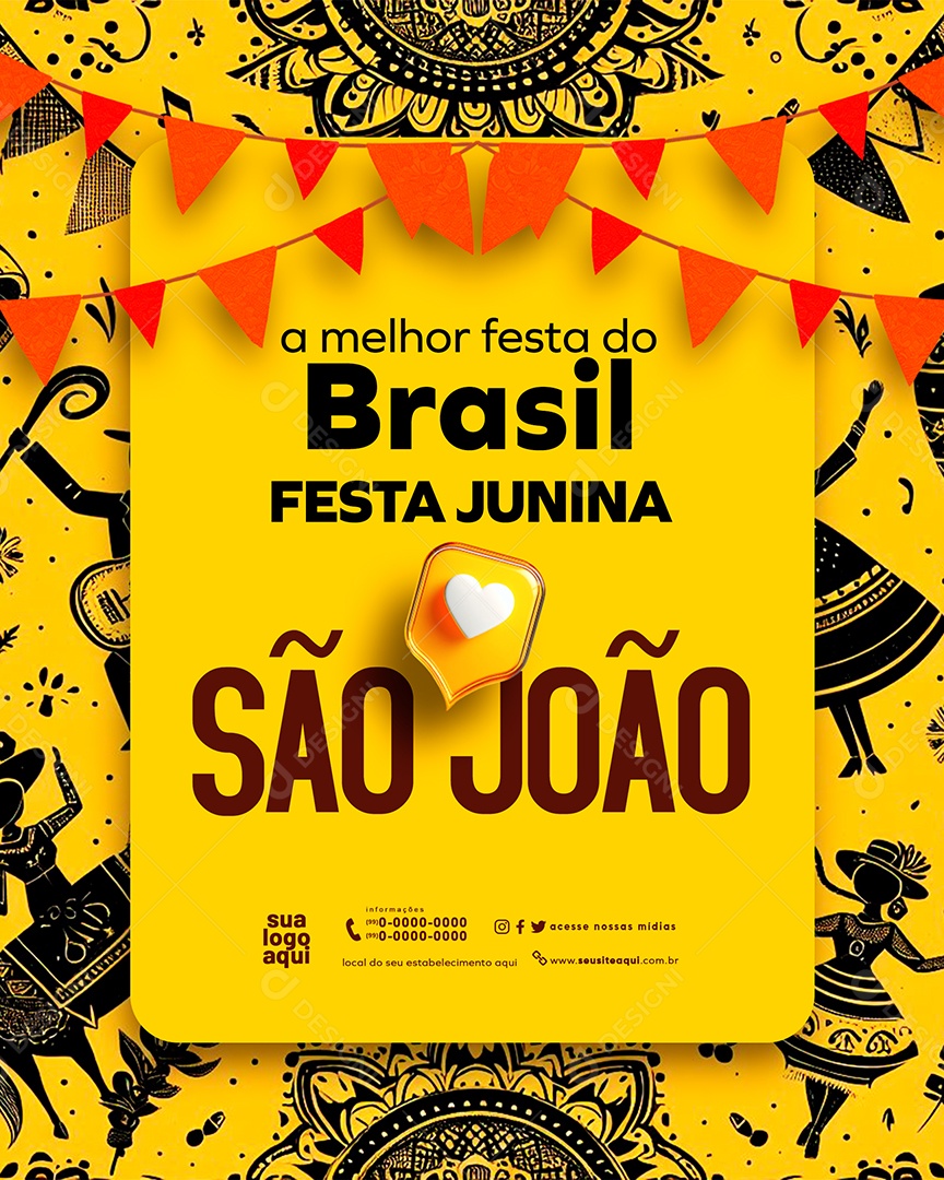 A Melhor Festa do Brasil Fesa Junina São João Social Media PSD Editável