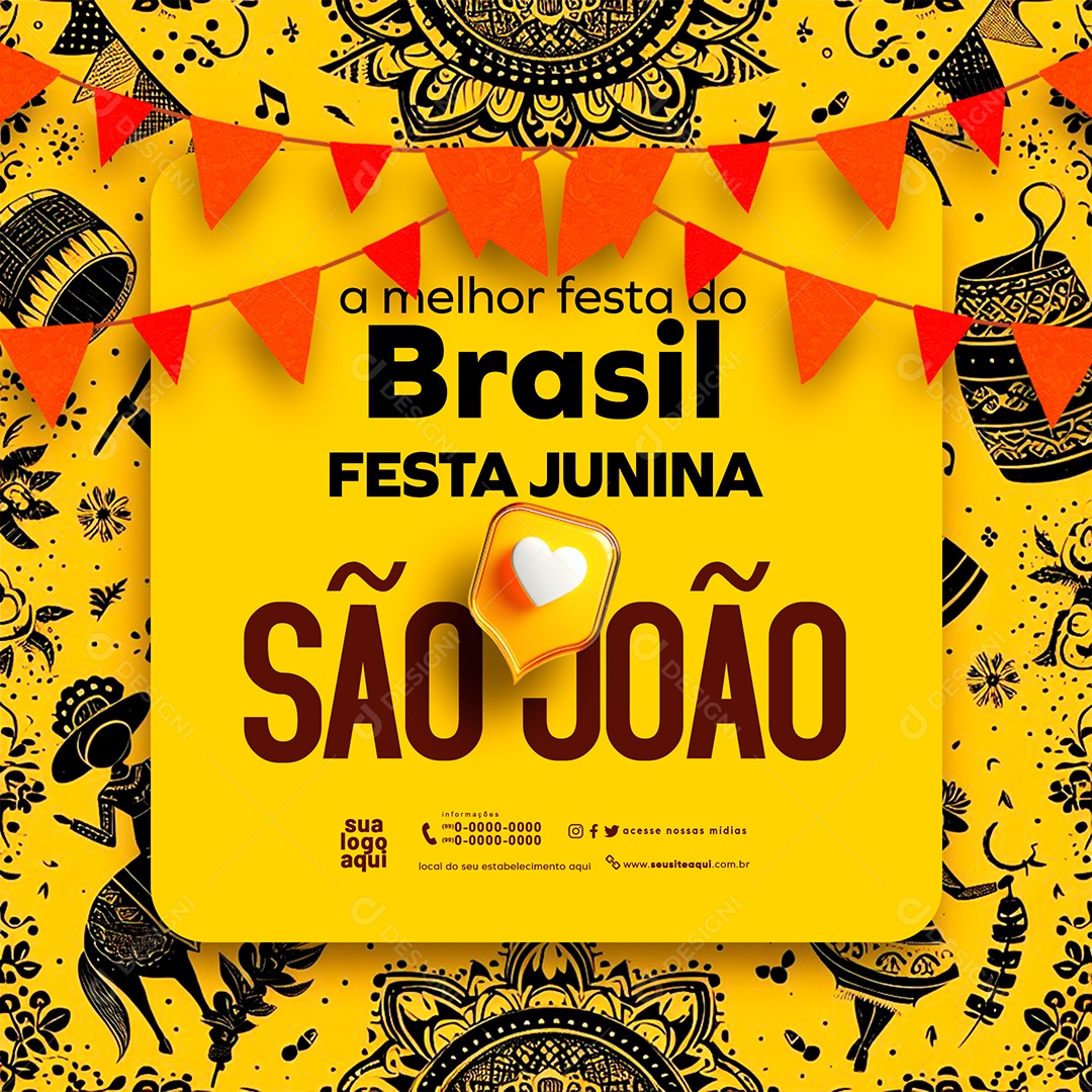 Feed A Melhor Festa do Brasil Fesa Junina São João Social Media PSD Editável