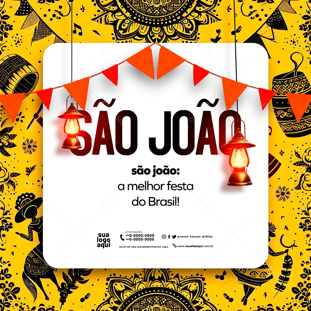 Feed São João a Melhor Festa do Brasil Social Media PSD Editável