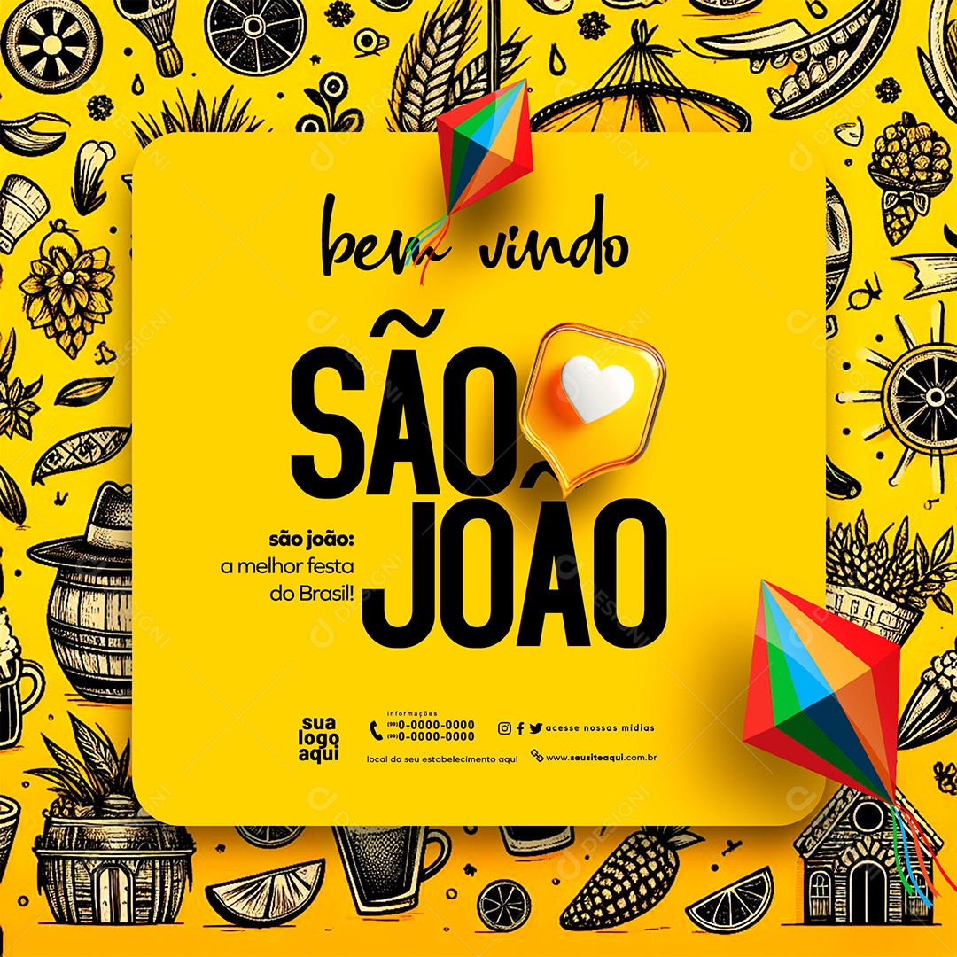 Feed São João Bem Vindo a Melhor Festa do Brasil Social Media PSD Editável