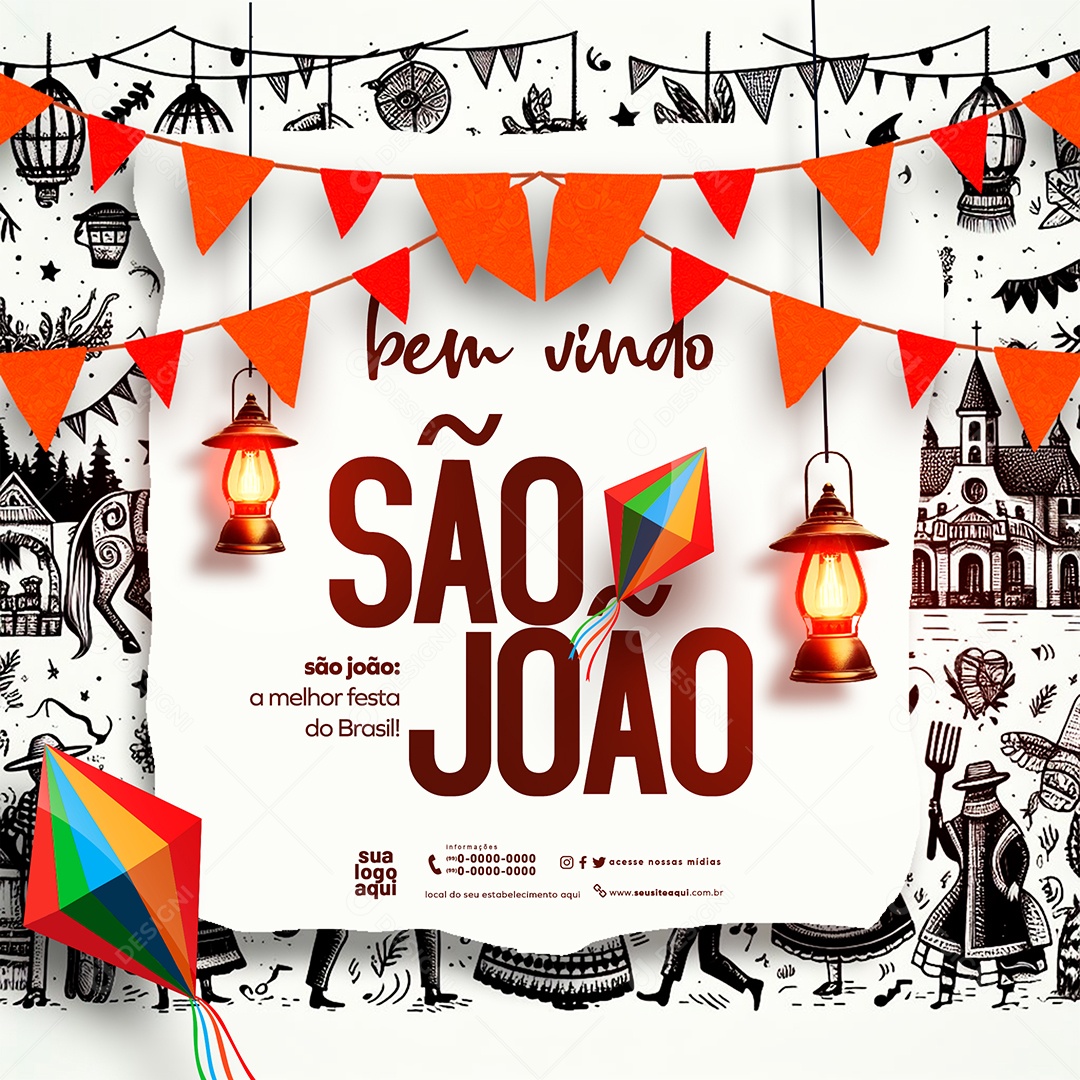 Feed São João a Melhor Festa do Brasil Social Media PSD Editável