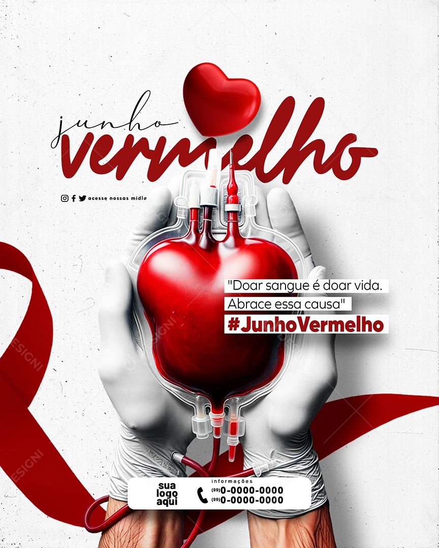 Junho Vermelho Doar Vida Abrace essa Causa Social Media PSD Editável