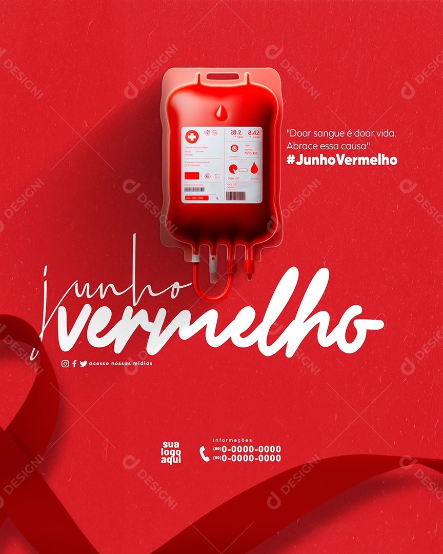 Red June Donate Blood Abrace Social Media Editable PSD