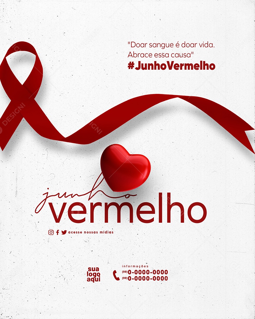 Junho Vermelho Doar Sangue é Vida Abrace Social Media PSD Editável