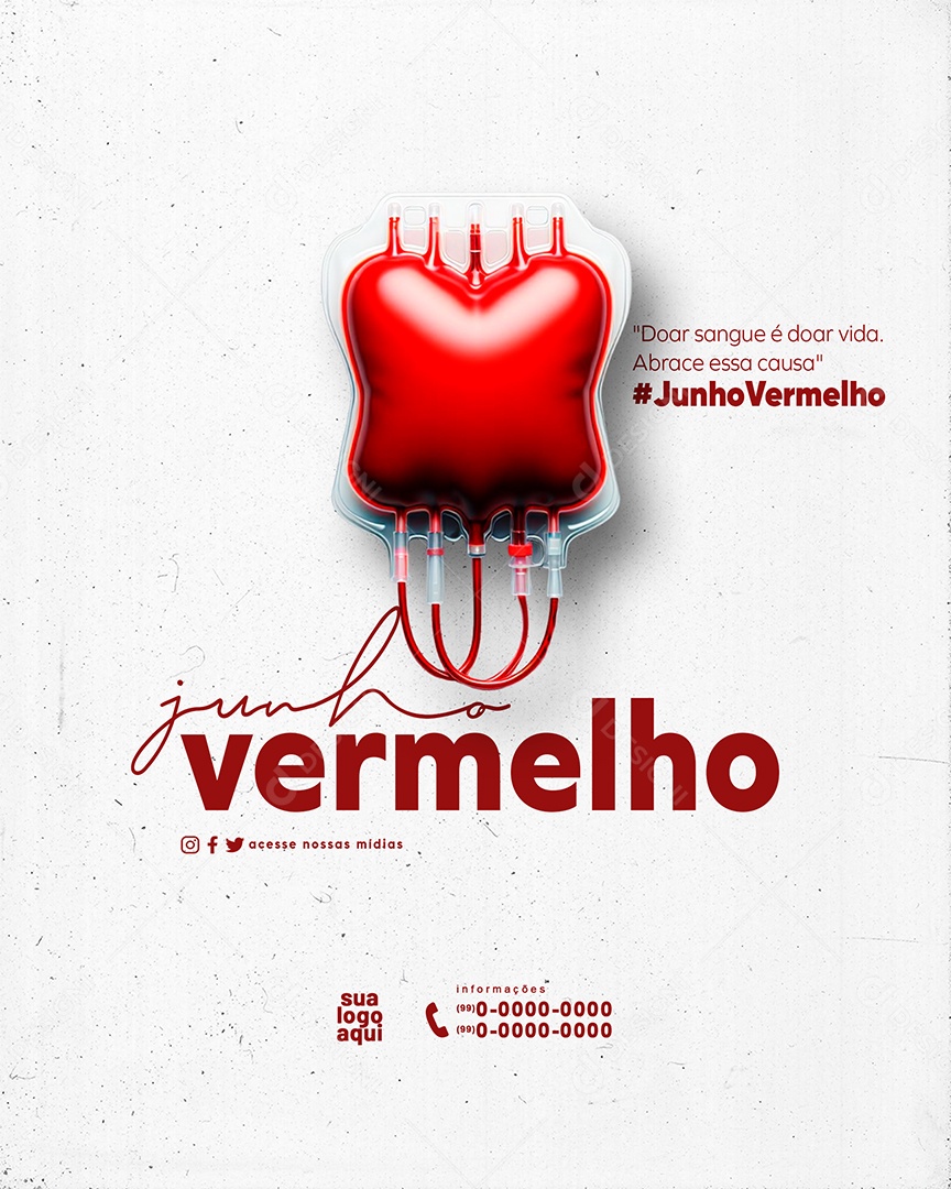 Junho Vermelho Doar Sangue Social Media PSD Editável