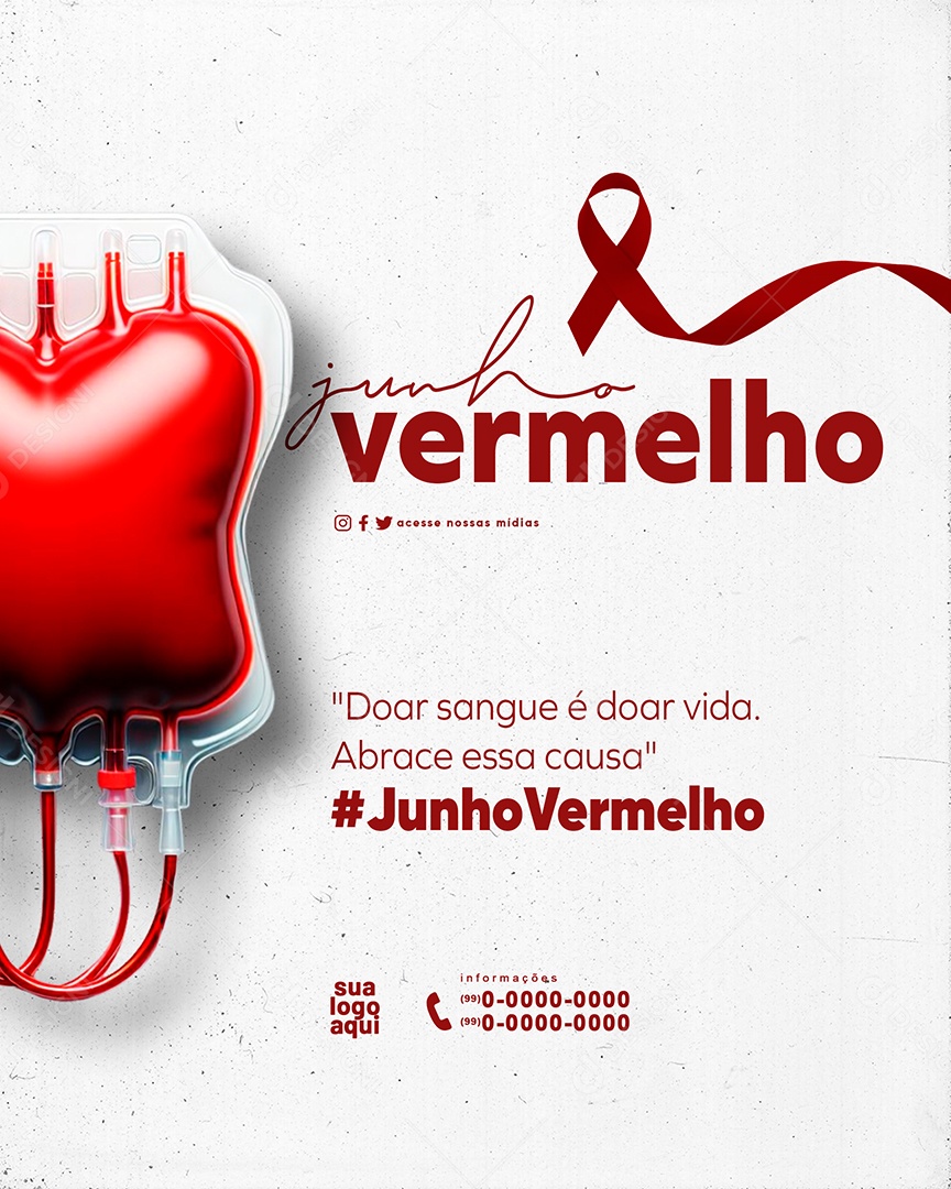 Junho Vermelho Doar Vida Abrace essa Causa Social Media PSD Editável