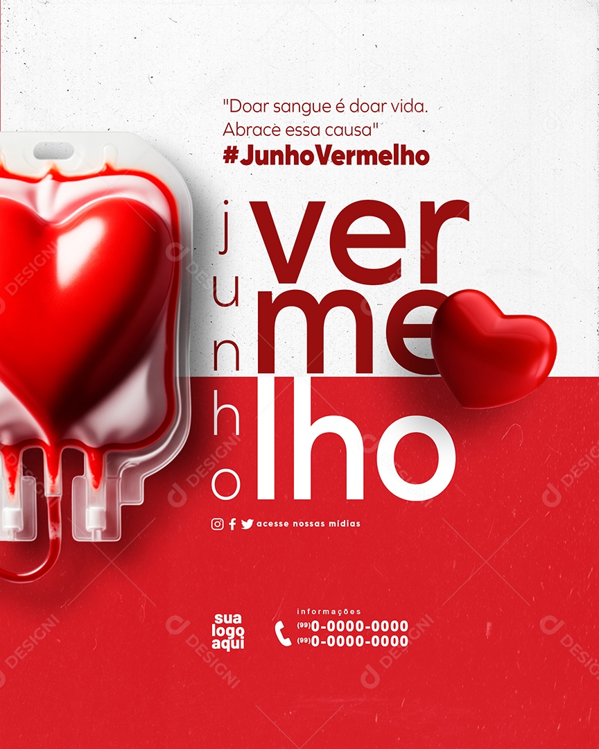Junho Vermelho Doar Sangue Abrace essa Causa Social Media PSD Editável