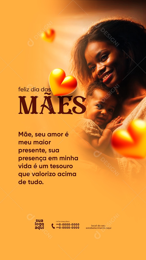 Story Feliz Dia das Mães 12 de Maio seu Amor é meu Maior Presente Social Media PSD Editável
