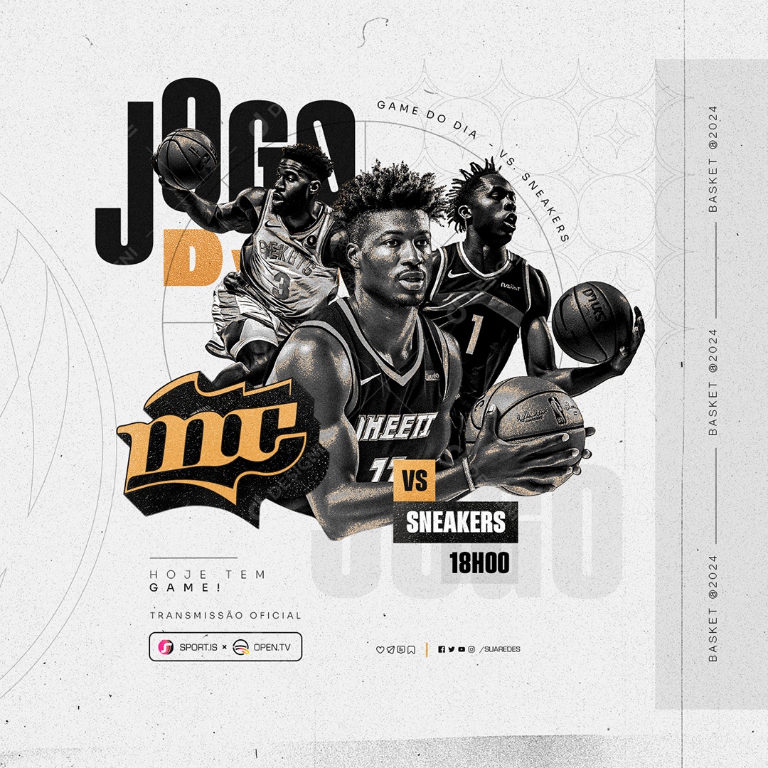 NBA Jogo Hoje Tem Game  vs Sneakers Social Media PSD Editável