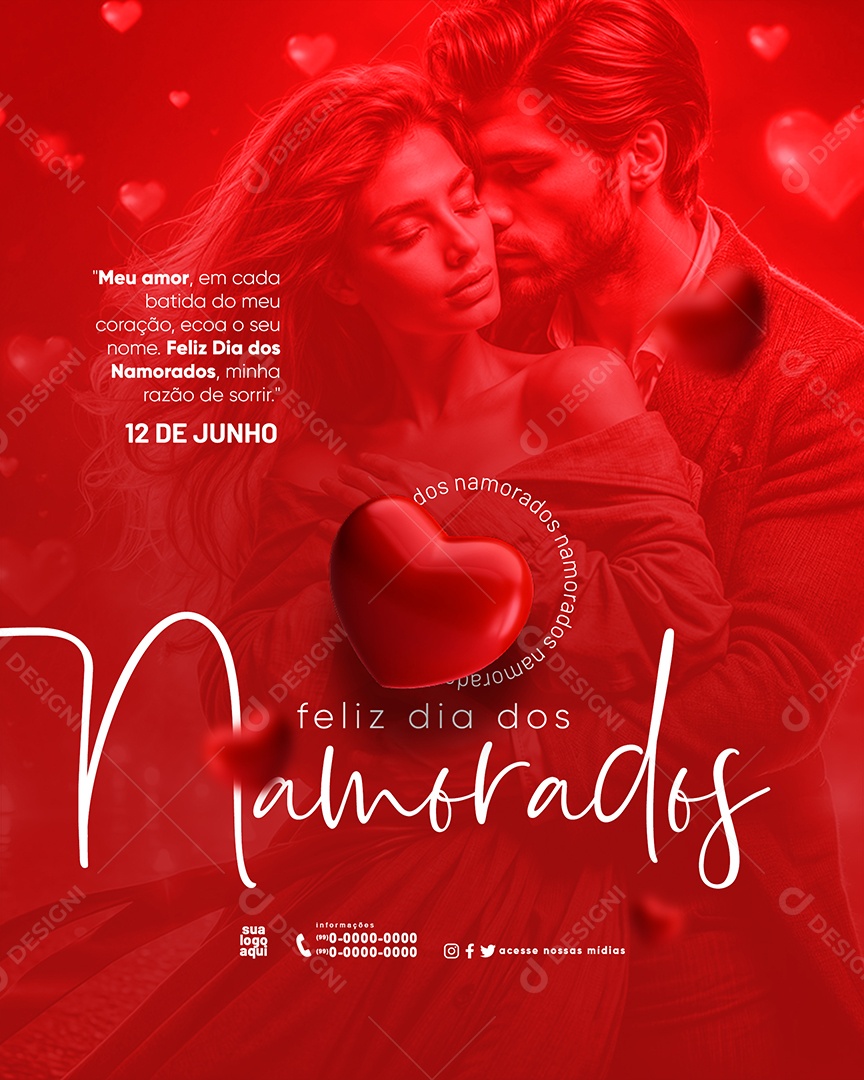 Feliz Dia dos Namorados 12 de Junho Meu Amor Social Media PSD Editável