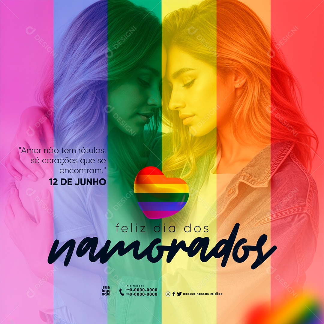 Feed Dia dos Namorados 12 de Junho Amor não tem Rótulos Social Media PSD Editável
