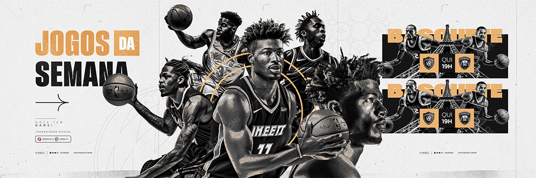 Carrossel NBA Jogos da Semana Social Media PSD Editável
