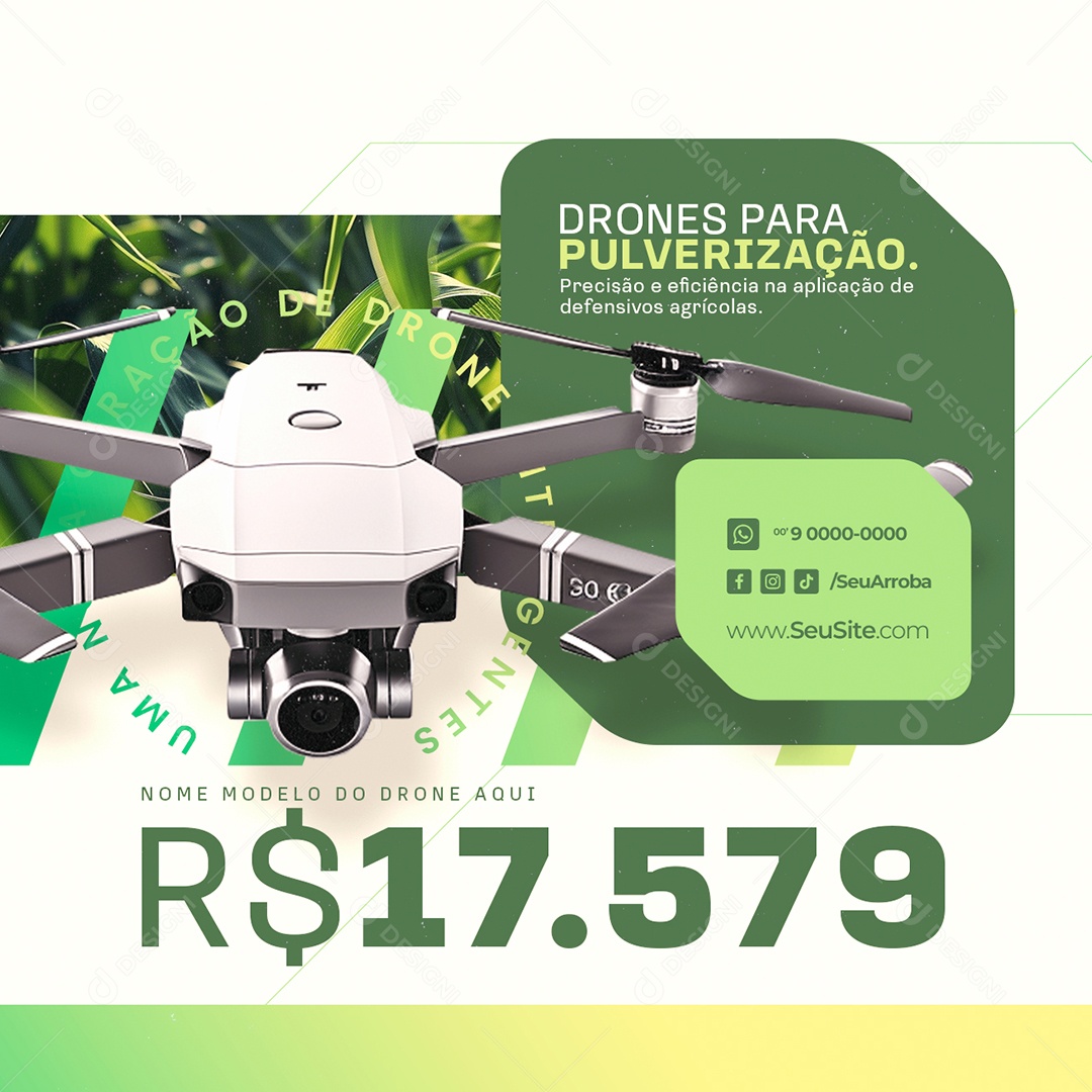 Agronegócio Drones para Pulverização Social Media PSD Editável