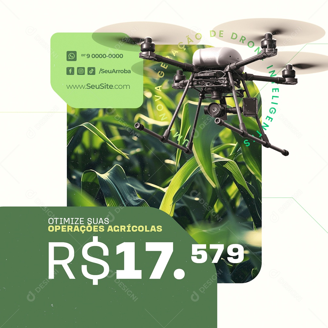 Agronegócio Drones Otimize suas Operações Agrícolas Social Media PSD Editável