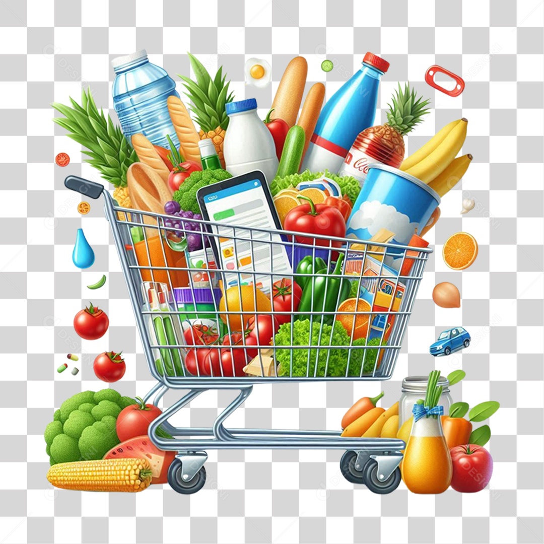 Carrinho de Compras Supermercados PNG Transparente