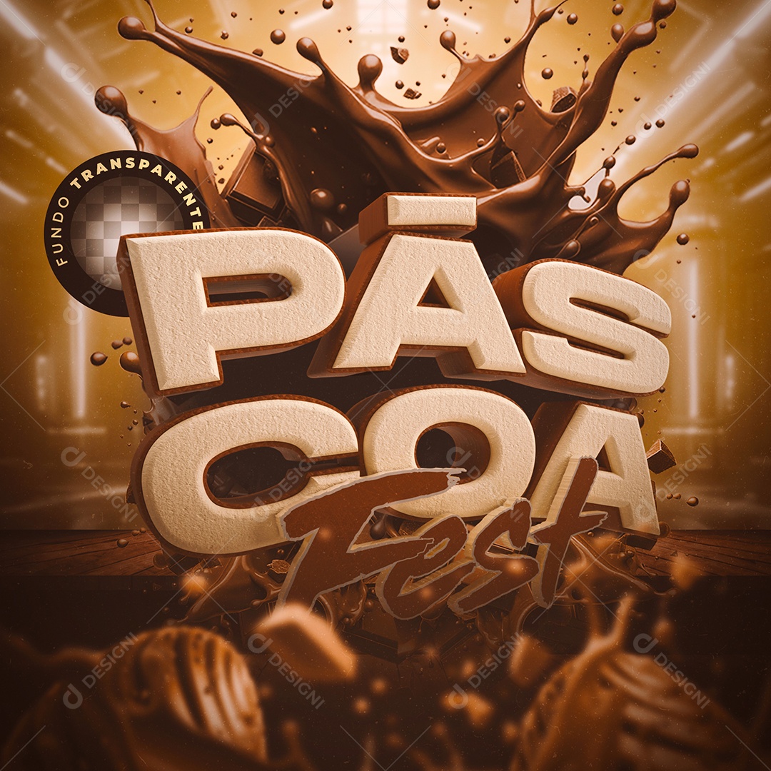 Selo 3D Páscoa Fest Para Composição PSD