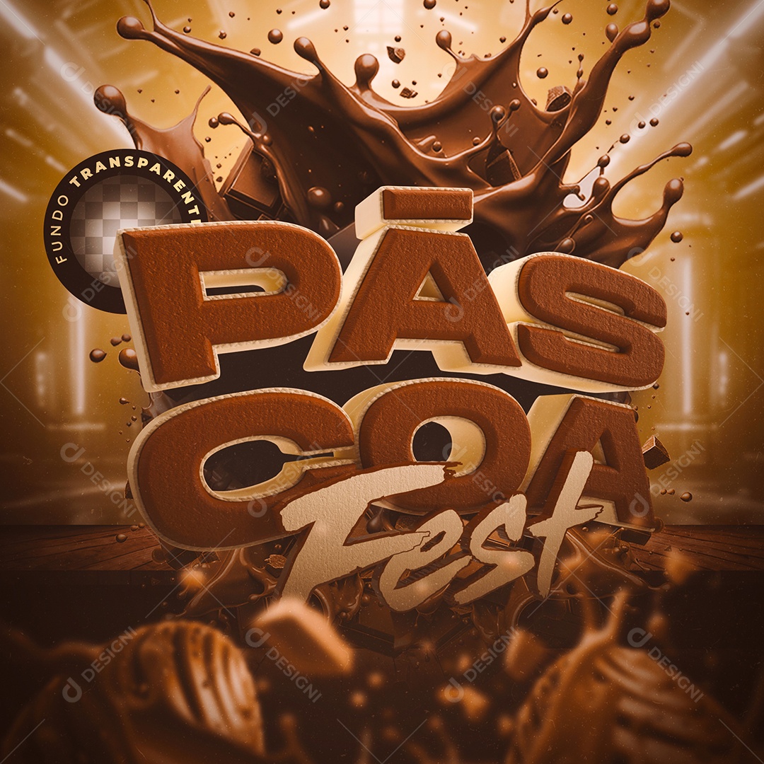 Selo 3D Páscoa Fest Para Composição PSD