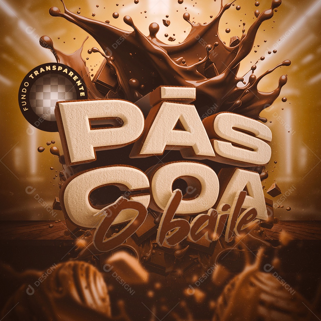 Selo 3D Páscoa o Baile Para Composição PSD