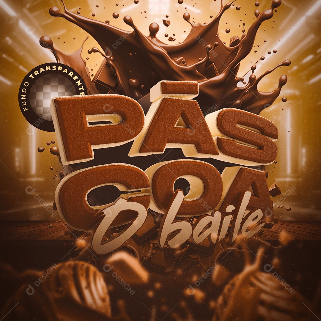 Selo 3D Páscoa o Baile Para Composição PSD