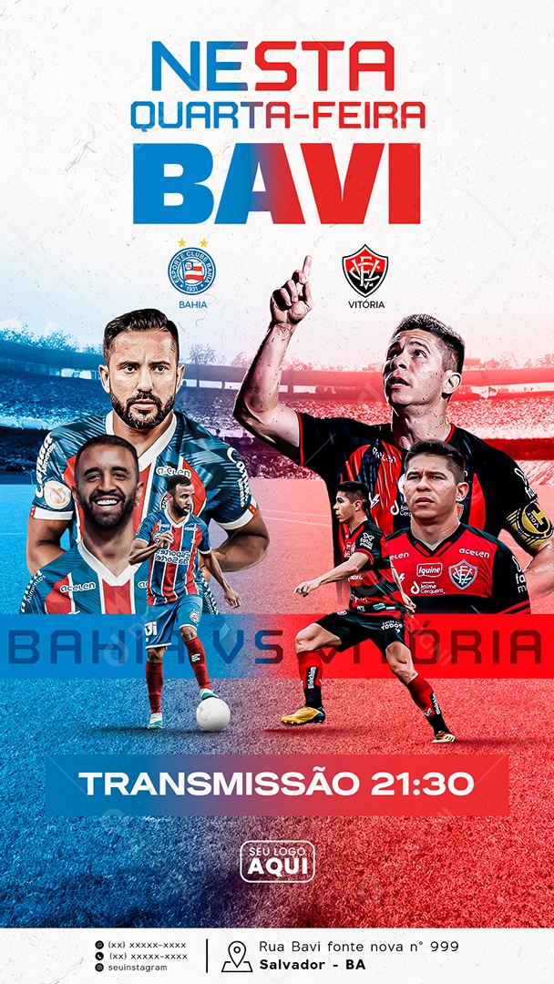 Flyer Jogo de Futebol Nesta Quarta Social Media PSD Editável