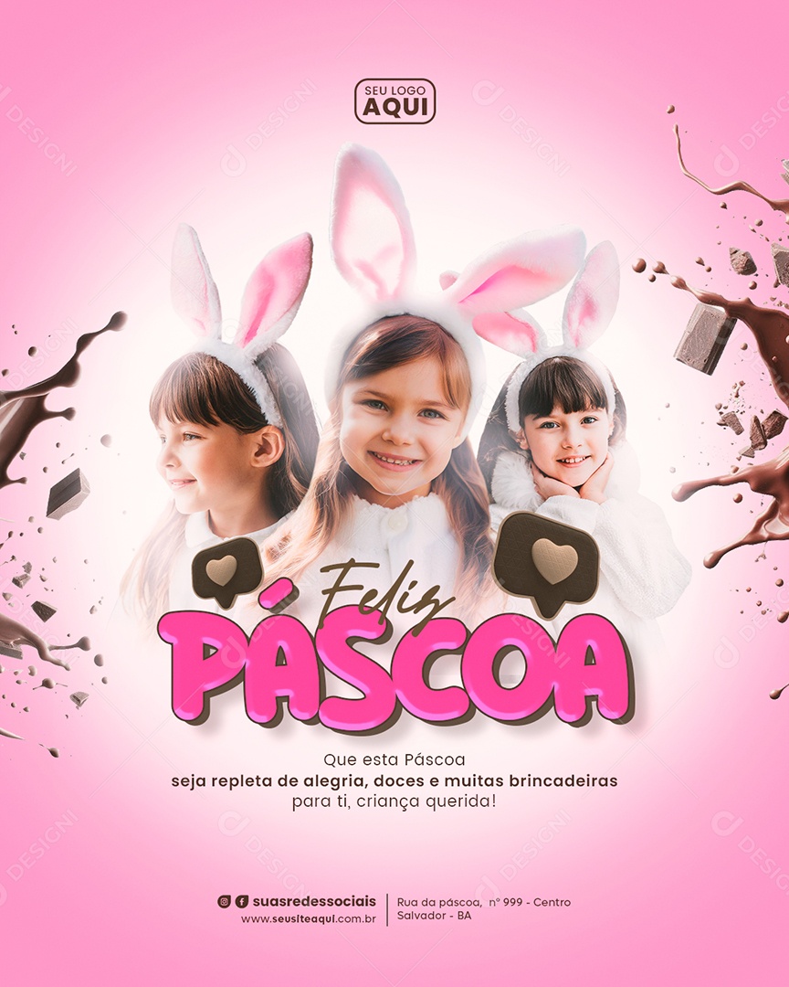 Feliz Páscoa 31 de Março Social Media PSD Editável