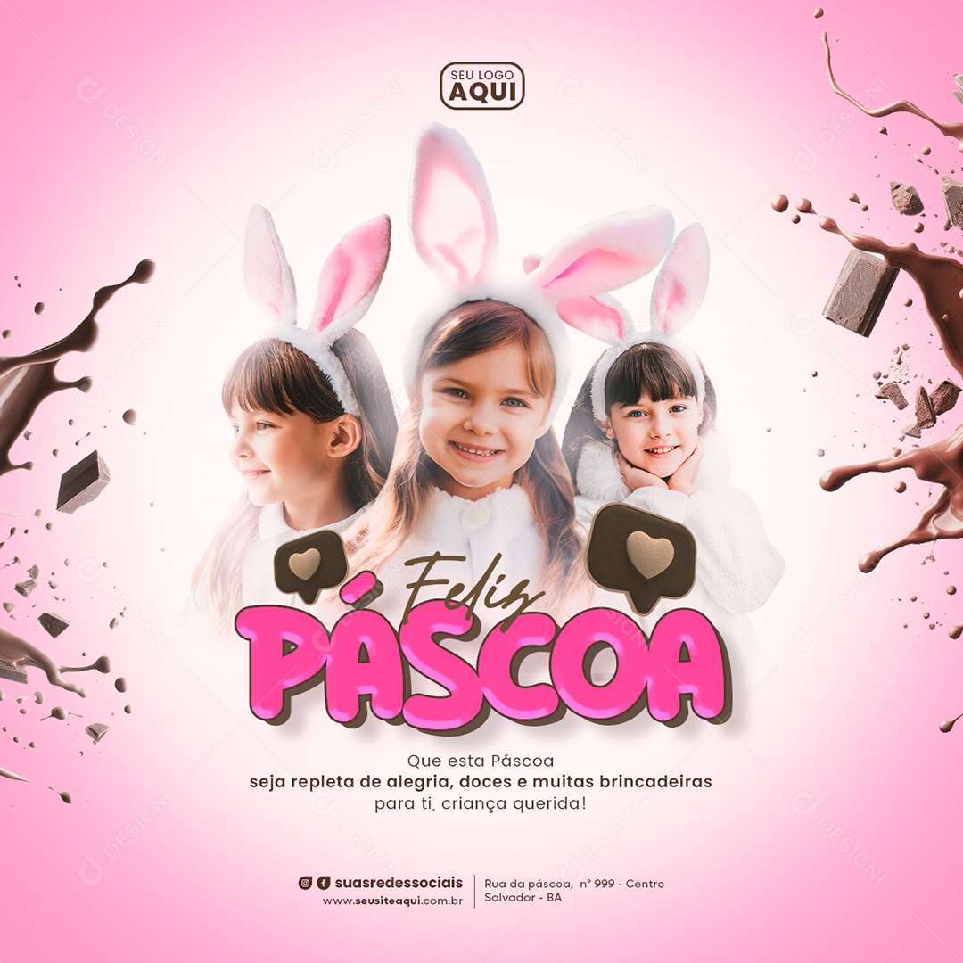 Feliz Páscoa 31 de Março Social Media PSD Editável