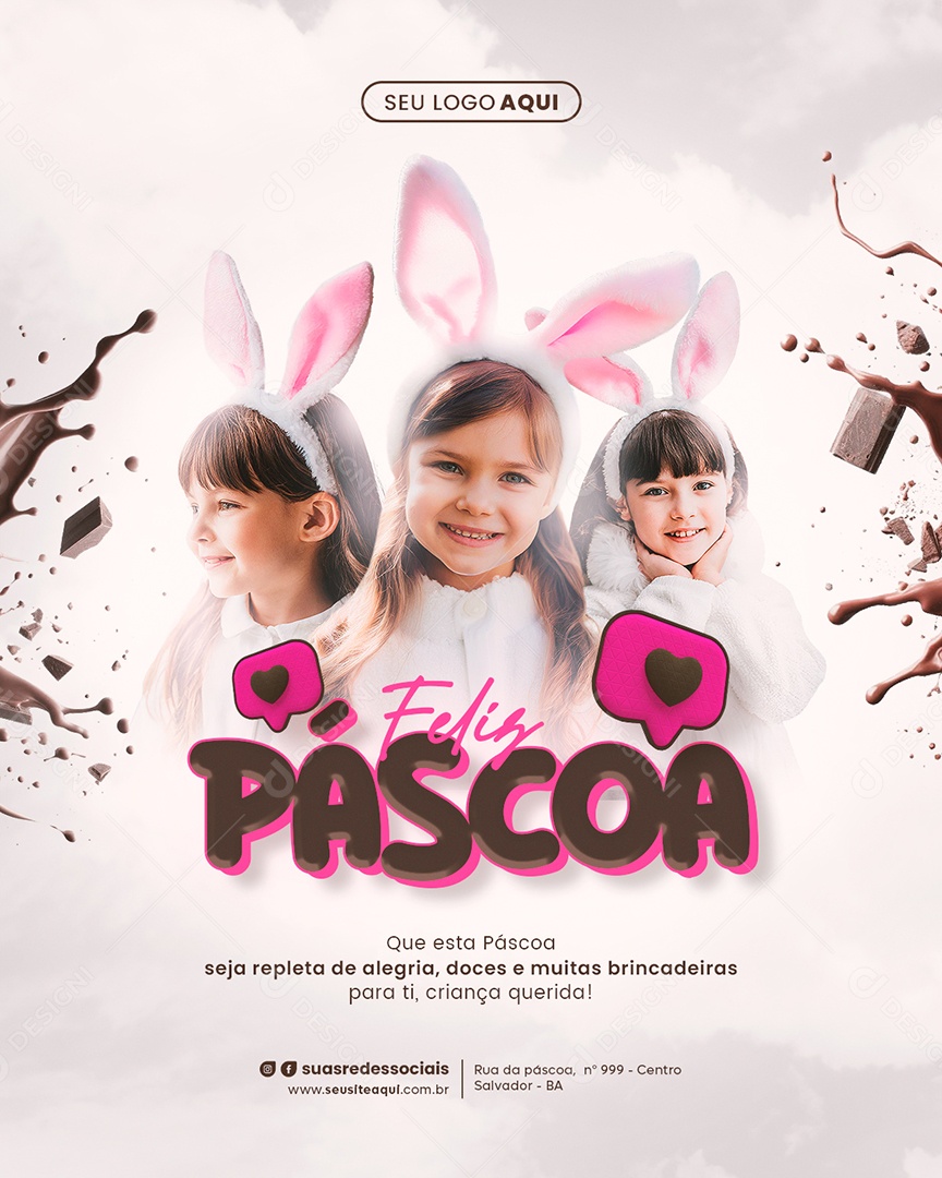 Feliz Páscoa 31 de Março Social Media PSD Editável