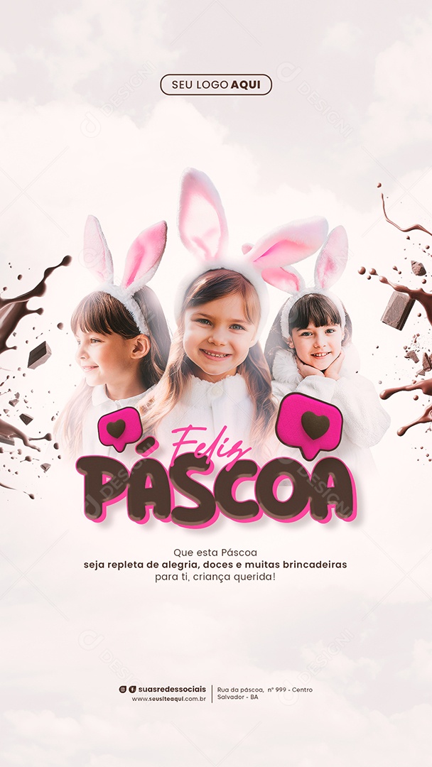 Feliz Páscoa 31 de Março Social Media PSD Editável