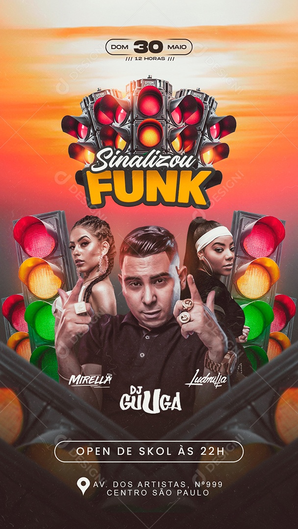 Flyer Evento Sinalizou Funk Social Media PSD Editável