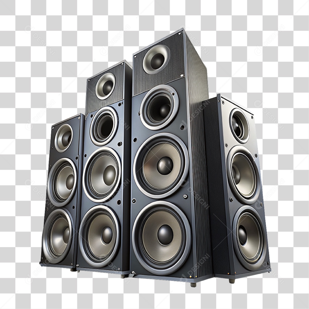 Elemento 3D Caixas de Som Músicas PNG Transparente