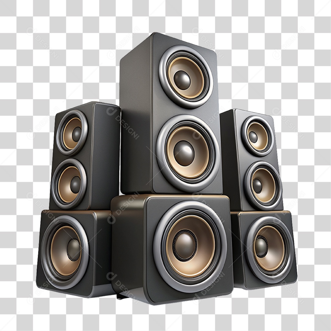 Elemento 3D Caixas de Som Músicas PNG Transparente