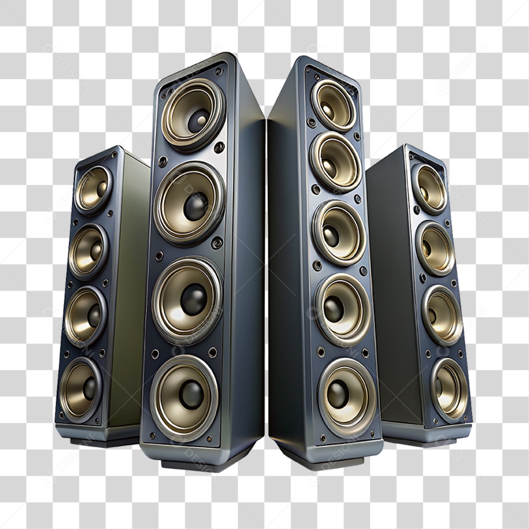 Elemento 3D Caixas de Som Músicas PNG Transparente