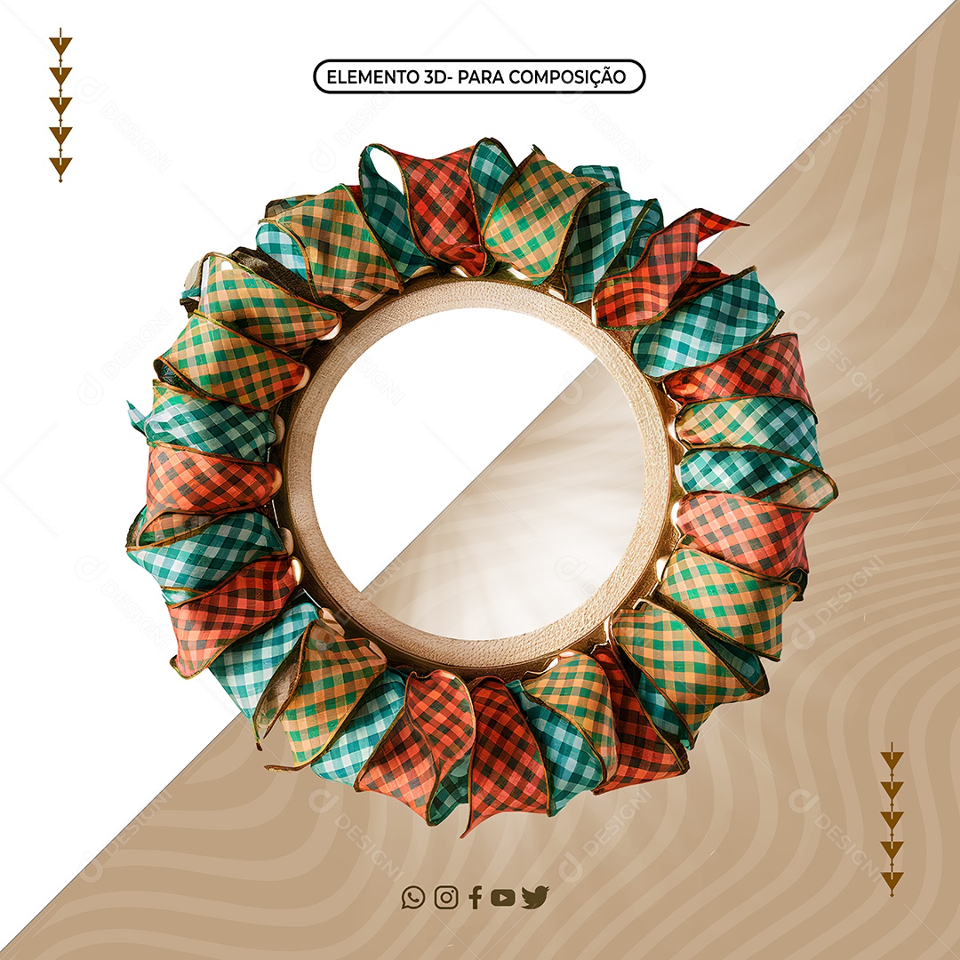 Guirlanda de Festa Junina Elemento 3D para Composição PSD