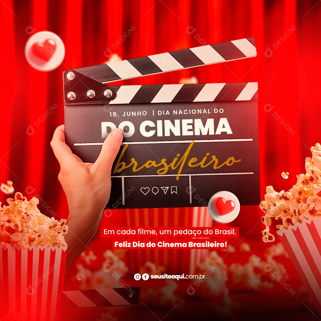 Dia do Cinema Brasileiro 19 de Junho em Cada Filme um Pedaço do Brasil Social Media PSD Editável