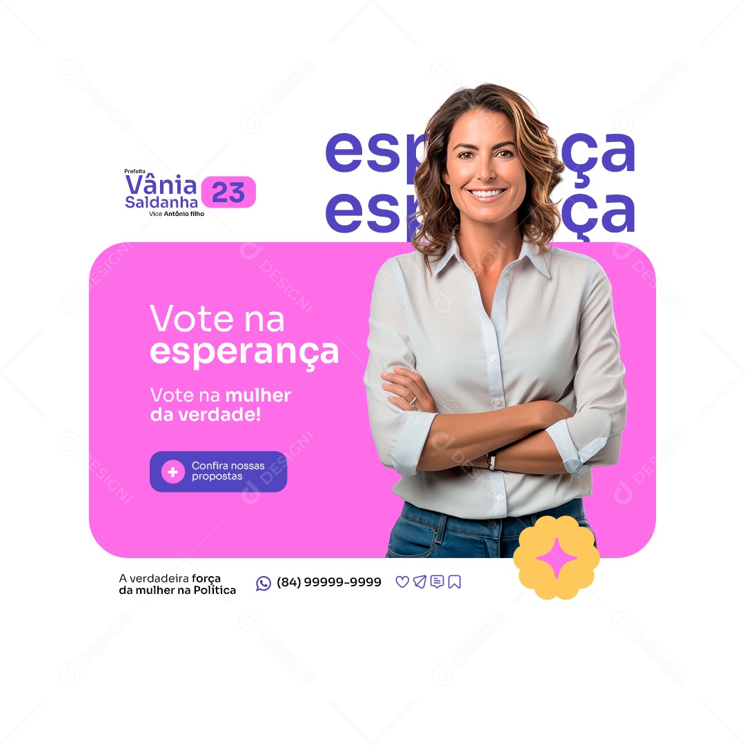 Politica Prefeita Vânia Saldanha Vice Antônio Filho Social Media PSD Editável