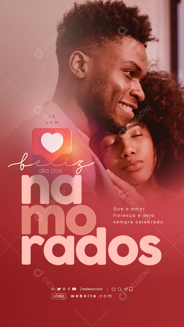 Story Dia dos Namorados 12 de Junho que o Amor Floresça Social Media PSD Editável