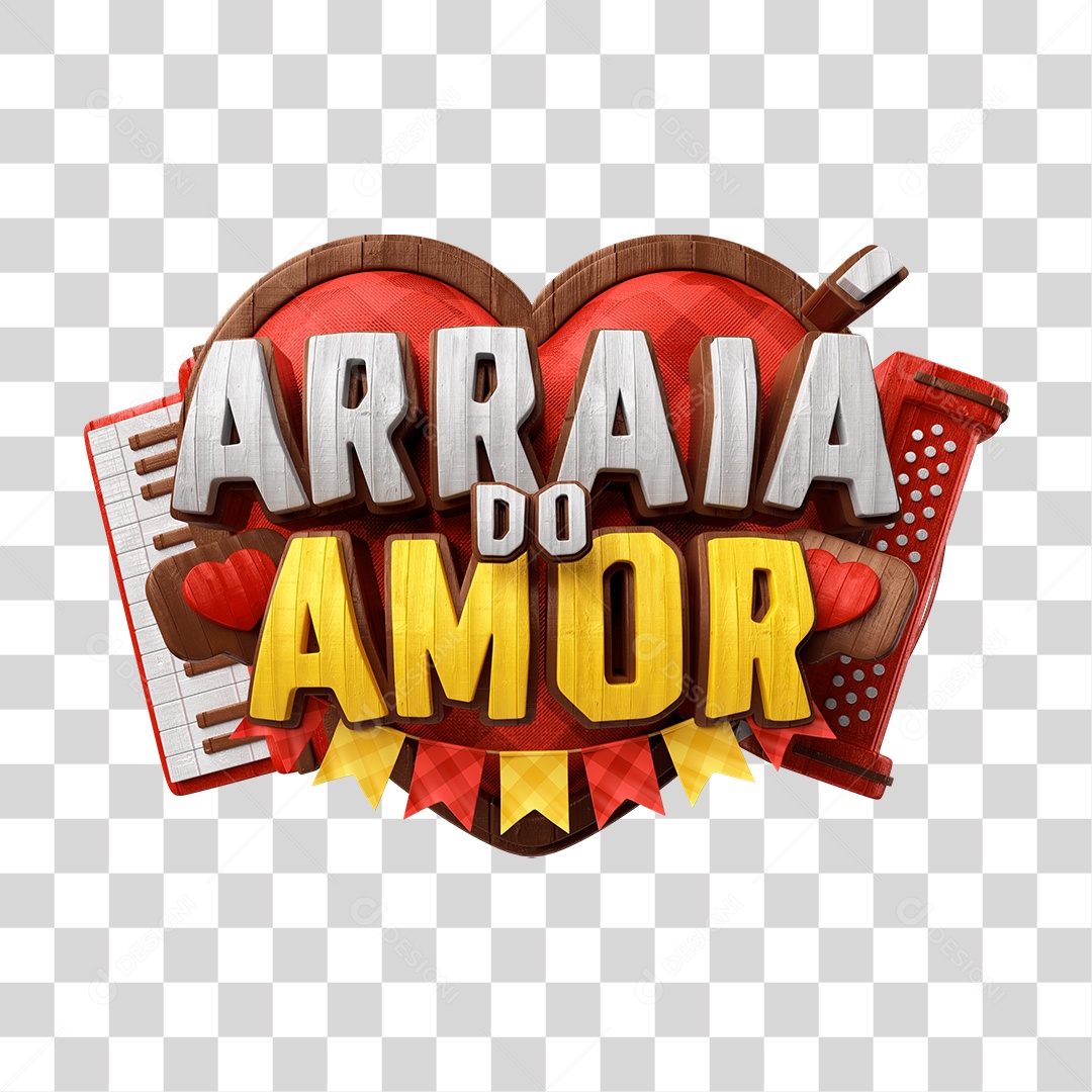 Selo 3D Arraiá do Amor PNG Transparente
