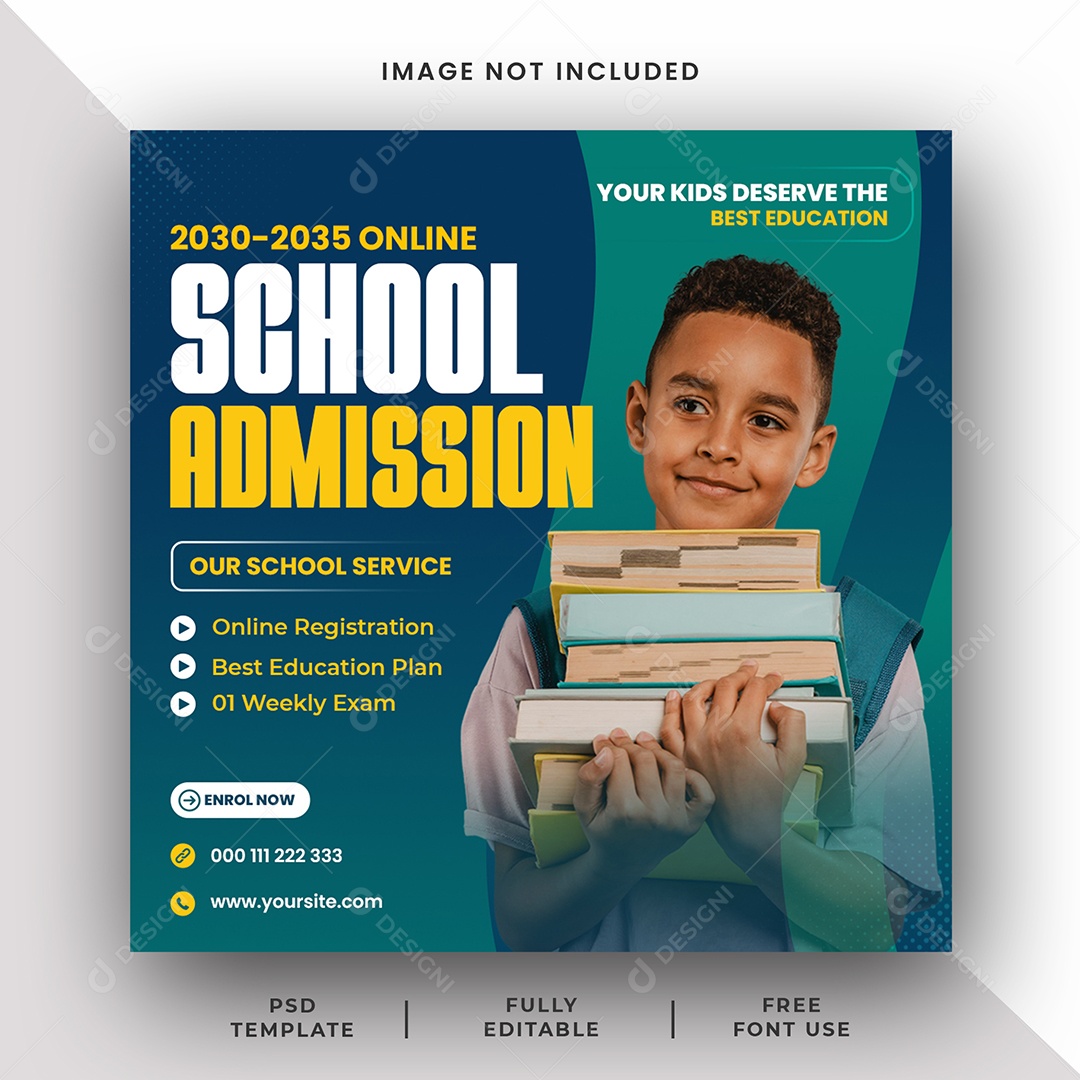 Escola de Admissão Aulas Social Media PSD Editável
